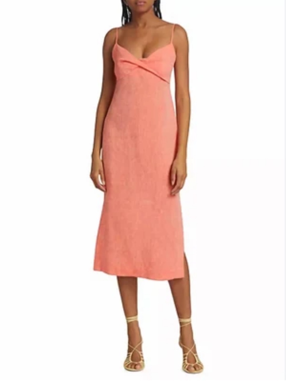 See You Monday Coral Peach Midi Dress